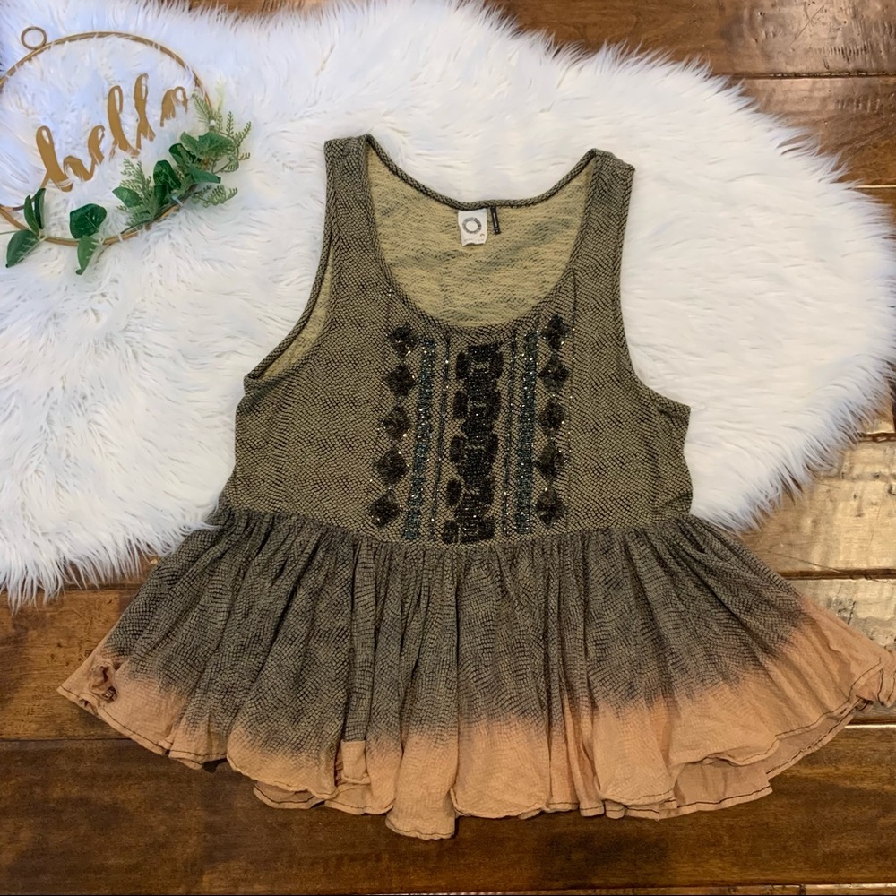Akemi + Kin Sleeveless Beaded Boho Top Size Small
